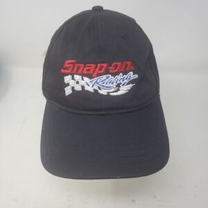 Snap-on Racing Mens Baseball Cap Black Embroidered Logo Snapback Hat Adjustable